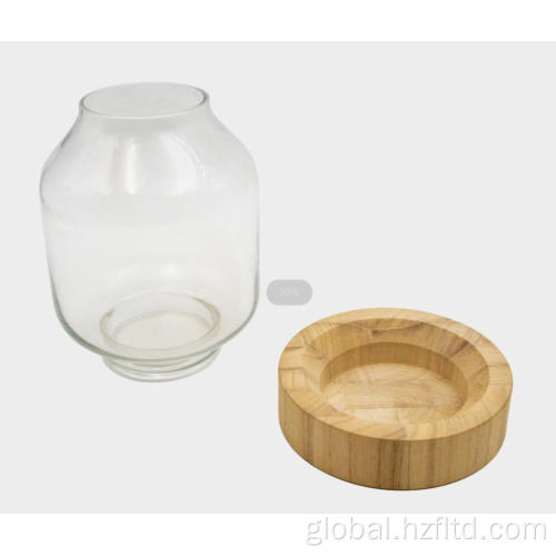 Transparent Candle Holder Glass Candle Holder with Wooden Base Manufactory